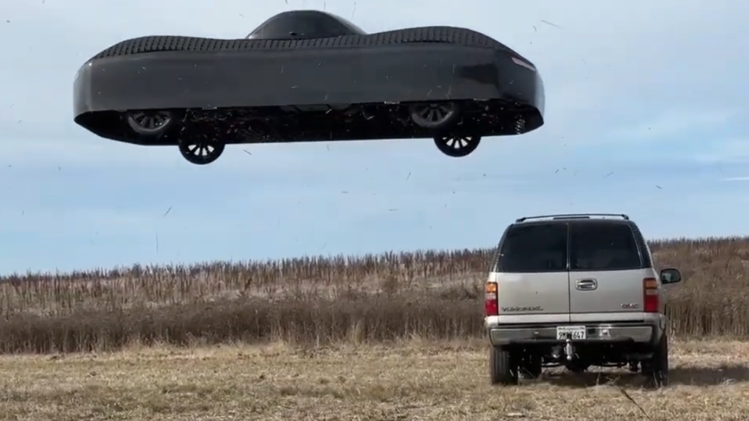 First Flying Car in the World Flies Over Another Car